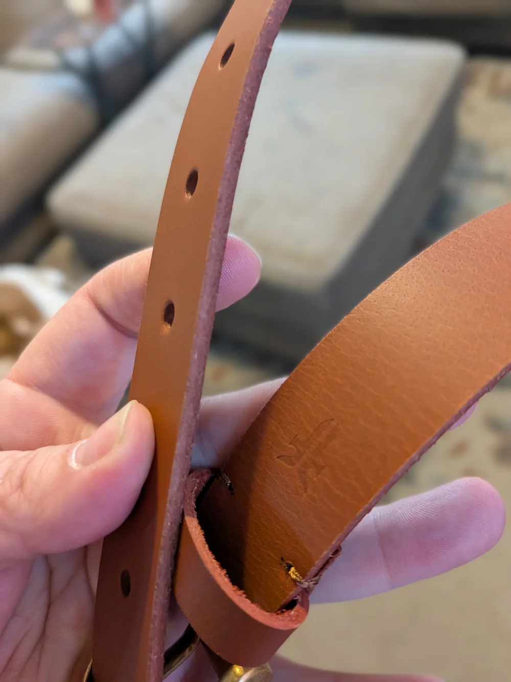 Frye Women's Brown Leather Belt with Brass Buckle - 1X/2X NWOT
